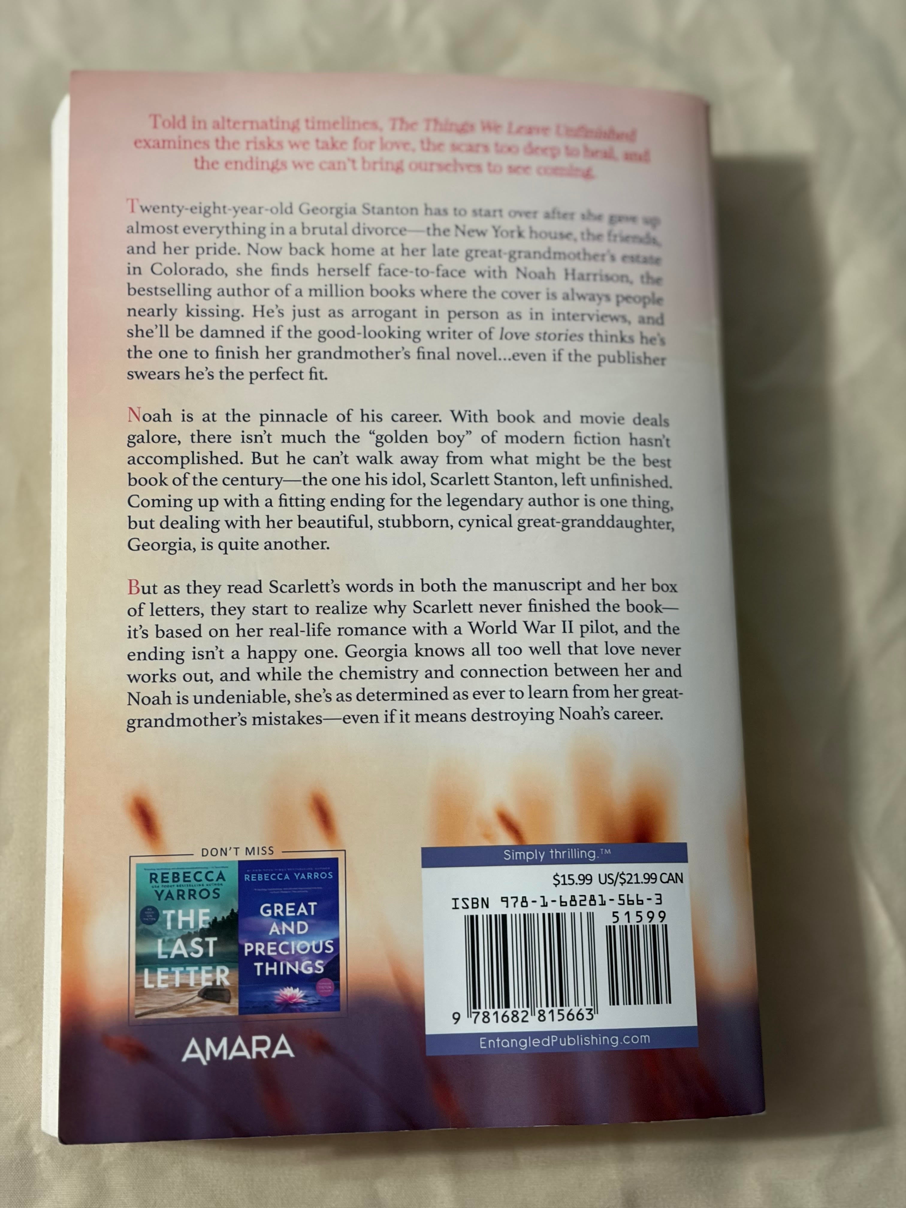 the  things we leave unfinished by Rebecca Yarros